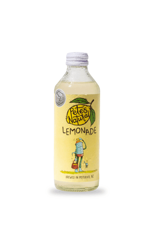 Pete’s Natural Lemonade glass bottle made with real New Zealand lemons