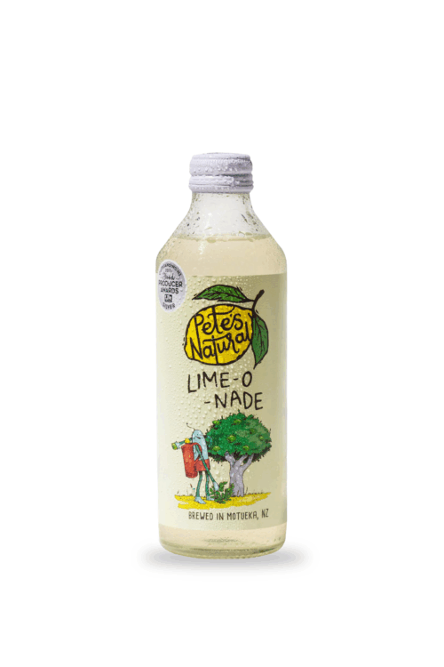 Pete’s Natural Lime soda glass bottle made with real lime juice and a hint of mint