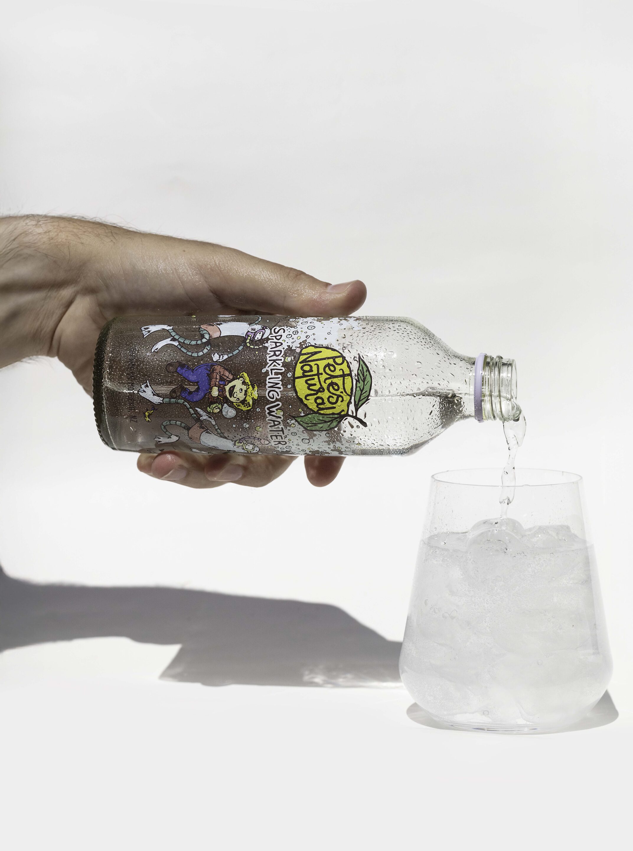 Pete’s Natural Artesian Sparkling Water glass bottle from our onsite well