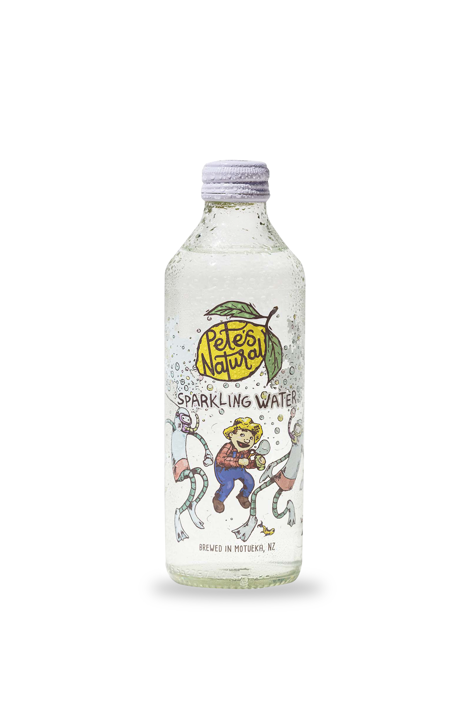 Pete’s Natural Artesian Sparkling Water glass bottle from our onsite well